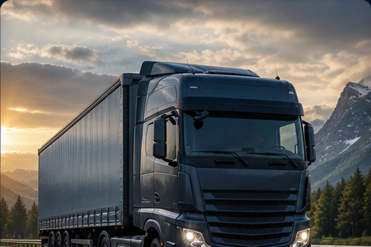 Unbranded long-haul truck on a European route